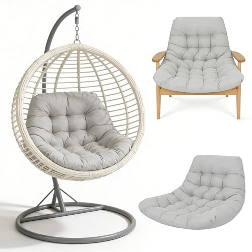 Hängesessel Kissen, 120x85x18cm Extradick Kissen für Hängesessel, Wasserfestes UV-beständiges Sitzkissen Hängesessel für Polyrattan Rattan Hängeschaukel Hängekorb, Indoor & Outdoor (Graues Trapez)