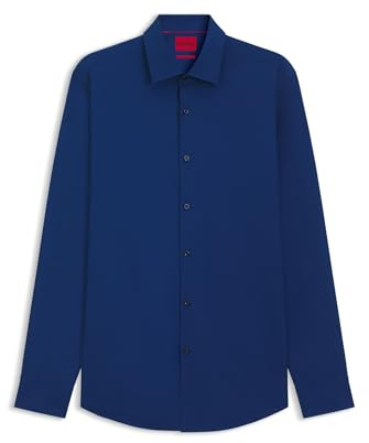 HUGO Herren Kenno Slim-Fit Hemd aus bügelleichter Baumwoll-Popeline Hellblau 39