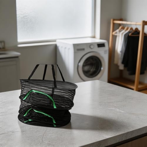Foldable Food Dehydrator Net, Mesh Fish Drying Rack with Zippered Cover, Windproof Outdoor Dryer,for Vegetables and Herbs, Collapsible Portable Air Dryer Holder(B)