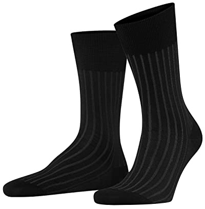 FALKE Men's Shadow Socks, Breathable, Cotton, Crew Length, Patterned Formal Socks, Lightweight, Trendy Work Clothing, Grey (Grey-White 3030), 9.5-10.5, 1 Pair