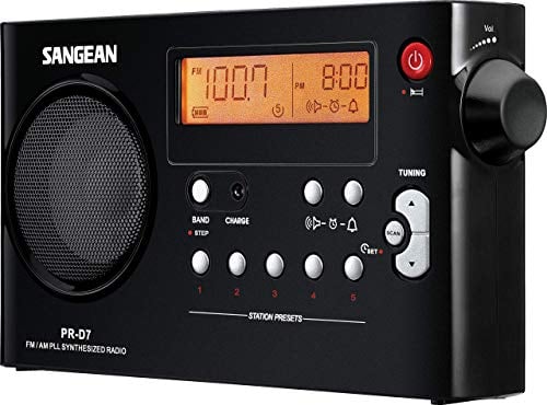 Sangean PR-D7 - Radio portátil (Pantalla LCD de 3.3 , 7.2 voltios, Inalámbrico y alámbrico), Negro