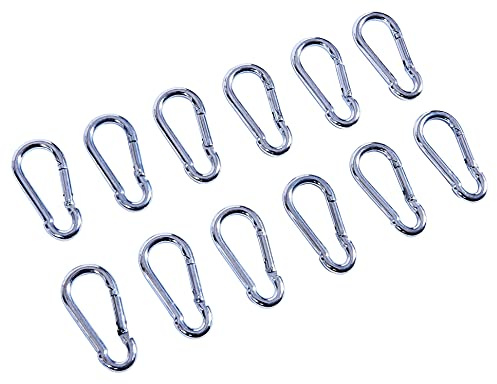 Amtech 12pc Snap Hook Set, Zinc Plated Forged Steel with Spring Closure, for Fast and Reliable Gear Attachment Tasks.