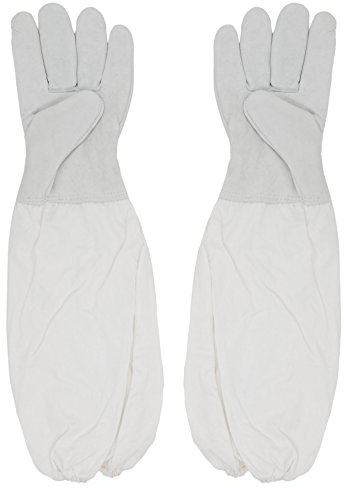 Thaoya Bienenzuchthandschuhe Premium Ziegenleder Imkerhandschuhe mit langer Canvas-Hülle & elastischer Manschette für Männer & Frauen
