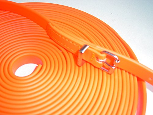 MJH-Schweißleine abwischbar 9mm breit neon orange 10m lang für Hunde bis ca.12kg