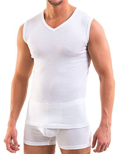 HERMKO 3050 Herren Muskelshirt V-Neck aus 100% Bio-Baumwolle Atlethic Vest Unterhemd