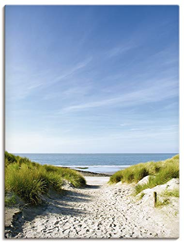 ARTLAND Wanddeko Leinwand Bilder Wandbild 60x80 cm Strand Meer Küste Nordsee Sand Dünen Natur Landschaft Maritim T9EX