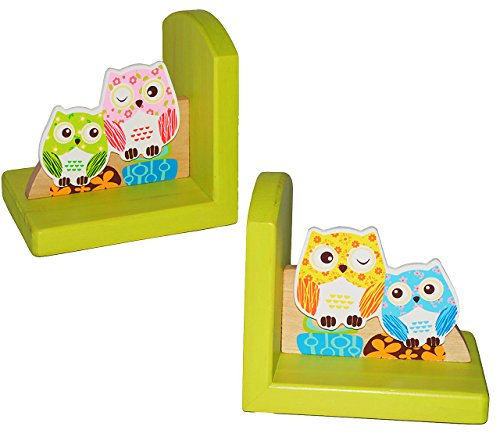 alles-meine.de GmbH 2 TLG. Set - Buchstützen aus Holz - lustige Eulen - Bücherstützen - für Kinder & Erwachsene - Buchstütze Holzbuchstütze - Eule - Vögel - Kinderzimmer/Sc..