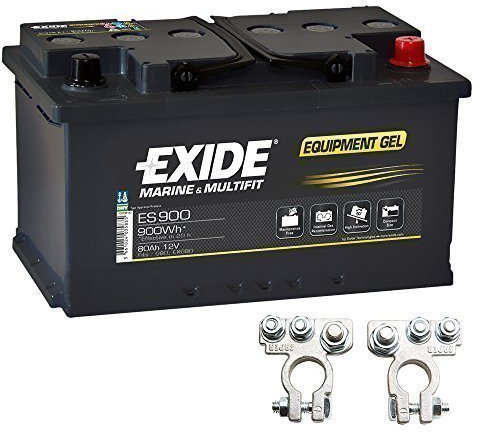 Batteria Exide Equipment Gel ES 900 12 V 80Ah con morsetti per batteria barca Solar zone Mobil