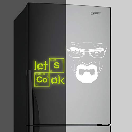 (40x 25cm) lumineux Sticker mural en vinyle citation Breaking Bad Heisenberg/phosphorescent en Lets Cook texte Sticker Cuisine/Luminescent Serious Walter Blanc