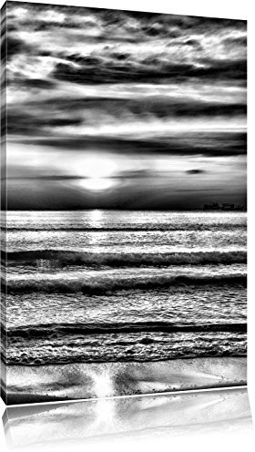 Pixxprint Malibu Beach Sonnenaufgang, Größe: 120x80cm, Leinwandbild, fertig gespannt, Wandbild, Dekoration, Kunstdruck, kein Poster
