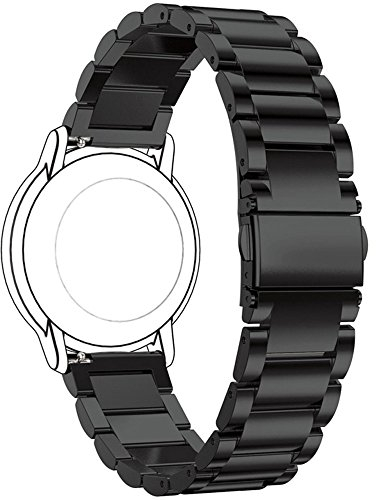 22mm Armband für FossilQ Uhrenarmband für FossilQ Crewmaster Gen 2 Hybrid/FossilQ Founder Gen 2 mit Touchscreen/FossilQ Nate Gen 2 Hybrid/FossilQ Wander Gen 2 Touchscreen Smartwatch, Schwarz