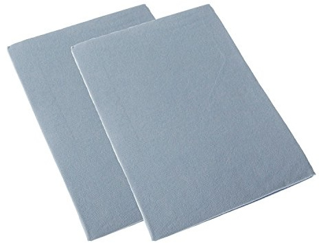 HOMESCAPES 2er-Set Kinder-Bettlaken ohne Gummizug, Flanell-Betttuch blau 100x150 cm aus 100% Baumwolle, Biber-Betttuch Kinderbett, klassisches Bettlaken, Oeko-TEX Zertifiziert