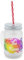 printplanet® - Trinkglas mit Henkel und Strohhalm - personalisiert mit Namen - Motiv Color Paint - Henkel-Glas satiniert mit Deckel und Mehrweg-Trinkhalm