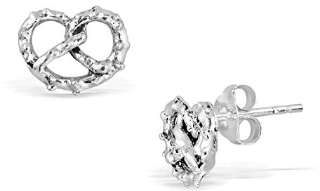 WithLoveSilver Ohrstecker Sterling-Silber 925 Brezel Herz Snack
