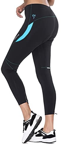 Santic Parni Radlerhose für Damen, gepolstert, Fahrradhose, lang, mit Kissen, blau, XX-Large