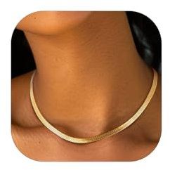 PROSTEEL Choker Collana a Girocollo Donna a Catena Serpente Piatta 5 mm, Lunghezze Regolabile 38-47 cm, Acciaio Placcato Oro, Oro, Hip Hop Punk Rap (con Confezione)