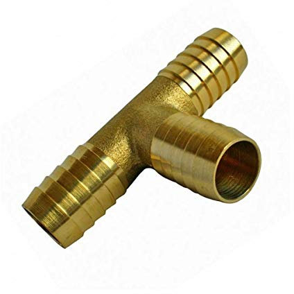 19 mm 3/4 in Brass T Type 3 Way Hose Joiner Barbed Connector Air Fuel Water Pipe Tubing