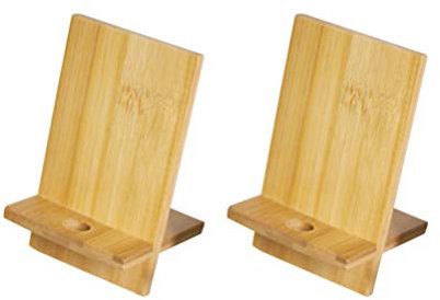 Support Smartphone en Bois De Bambou avec Trou De Charge 2Pcs Support Universel pour Bureau Et Tablette Maintien Sécurisé Et Pratique