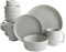 Gibson Home Zuma - Servizio da cucina rotondo, 16 pezzi, piatti, ciotole, tazze, servizio per 4 persone, gres opaco, grigio chiaro