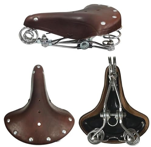 Fahrradsattel BGB-916 Dunkelbraun Ledersattel Retro Sattel Fahrradsitz Hollandrad gefedert