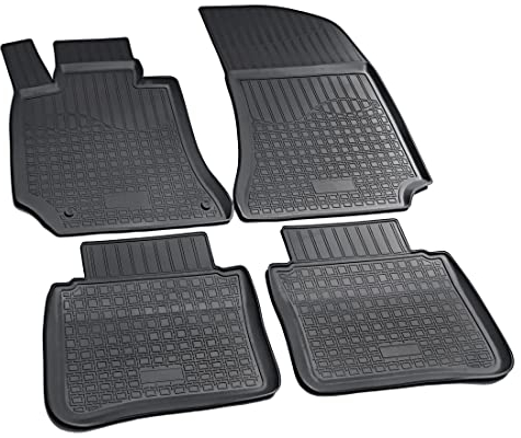 Recambo 3D Gummi Fußmatten kompatibel für Mercedes E-Klasse | W212 | S212 | 2009-2016 | Auto Gummimatten | Passgenau | mit Rand | schwarz