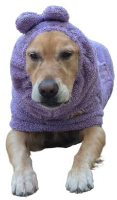 Derpy Chappy Premium Hunde-Bademantel, Handtuch, saugfähige Mikrofaser, Bademantel für kleine, mittelgroße und extra große Hunde und Katzen, stilvoll, gemütlich, Pool oder Strand (XL, Lavendel)