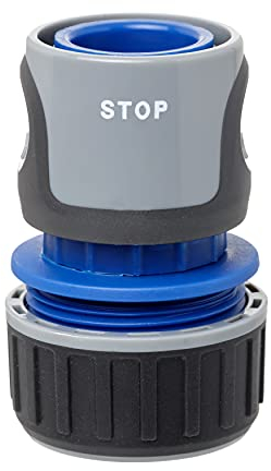 TATAY Connettore Rapido per Tubo da Giardino STOP Premium 3/4 (19mm), Connettore per raccordo universale, Installazione facile, Protezione solare, Grigio - Nero
