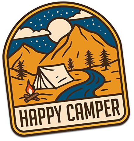 Nature Aufkleber Outdoor Abenteuer Wandern bergsteigen Camping Sticker für Gitarre Laptop Auto Fahrrad Wasserflasche wetterfest R181 (04 Happy Camper)