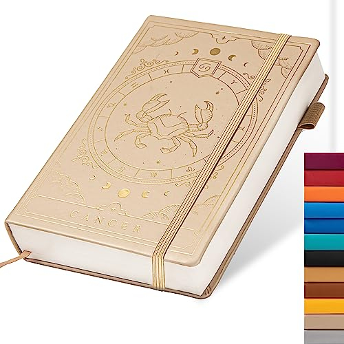 Constellations Notizbuch, A5, gepunktet, Hardcover, 100 g/m², 400 Seiten, Schreibpapier, Bullet Organizer, Notizbuch für Damen, Herren, Jugendliche (Cancer)