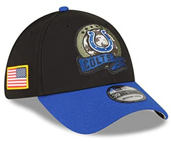 New Era Indianapolis Colts NFL Salute to Service 2022 Black Blue 39Thirty Stretch Cap - L-XL (7 1/8-7 5/8)