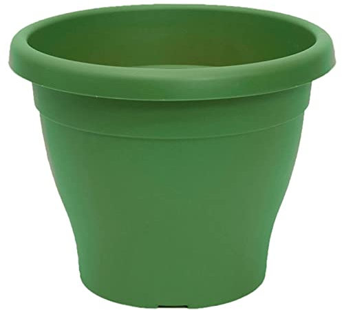 AC - Maceta Mediterránea - Plástico Resistente - Ideal para el Hogar, Plantas, Jardín, Decoración. - Cuidado de Plantas - Forma Redonda - Ø 25 cm - Color Verde