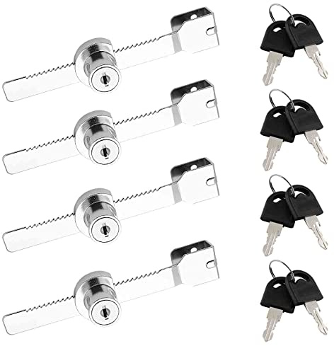 Waziaqoc 4PCS Sliding Glass Door Ratchet Lock with 8 Keys (Keyed Alike), Zinc Alloy Showcase Locks for Bookcases Display Cases Drawers Fit 2mm-6mm Thick Glass