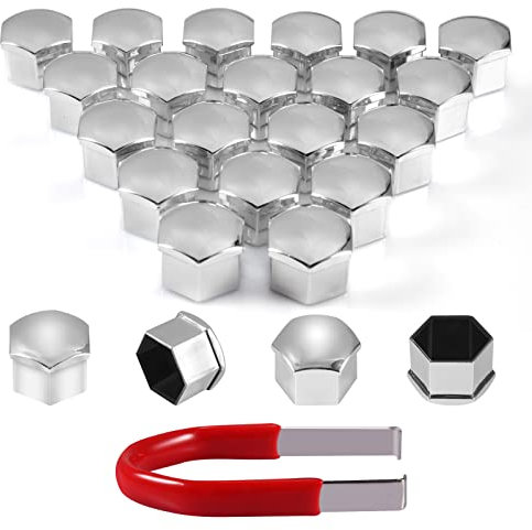moinkerin 20 Pieces Wheel Nut Caps Wheel Nut Covers 17mm Bolt Cover Car Wheel Caps for Cars- Not Suitable for Q7 (Silver, 17mm)