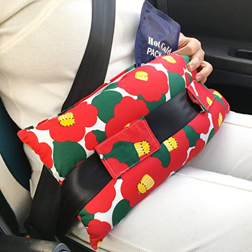 D. Cozy Hysterektomie-Kissen mit Tasche für heiße kalte Packung, nach Operationen, Hysterektomie, Genesung, Muss Haves Auto-Sicherheitsgurtkissen, Geschenke, Bauchdecken-Bauchkissen, rote Blume