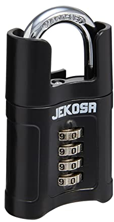 Jekosa® JKS/55 Candado de Combinación para Exterior Resistente al Agua. Candado con Combinación de 4 Dígitos Sin Llave. Candados de Seguridad para Cobertizos, Puertas, Armarios, Altillos yTrasteros