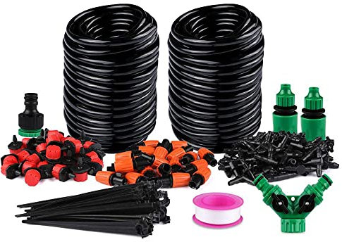 TopHomer Automatische Tropfbewässerung, 30 m, verstellbares DIY-Pflanzenwassersparsystem, Tropfer-Bewässerungsset für Gewächshaus, Rasen und Terrasse