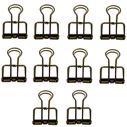 10 Stück Metall Skelett Binder Clip Metalldraht Foldback Clip Hohle Bronze Binder Clips für Büro Schule Home