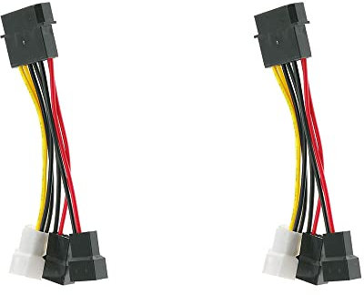 Ghulumn 2Pcs 4-Pin Molex to 3-Pin Fan Power Cable Adapter Connector Computer Cooling Fan Cables 12V/5V DC for CPU PC Case Fan