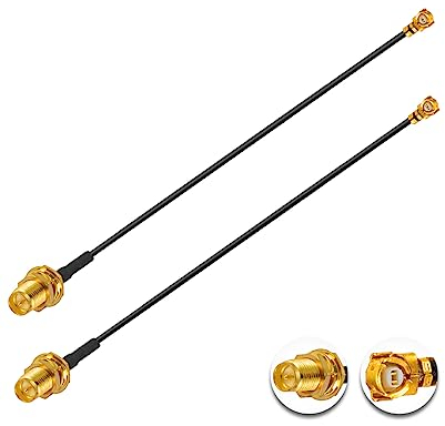 Vecys 2 Stück U.F.L1 zu RP-SMA Buchse Low Loss Koaxialkabel 10 /25CM U.F.L1 1.37mm Koaxial Pigtail Kabel für Wireless Router Mini PCIE Netzwerkkarten PCI Wi-Fi WAN Repeater