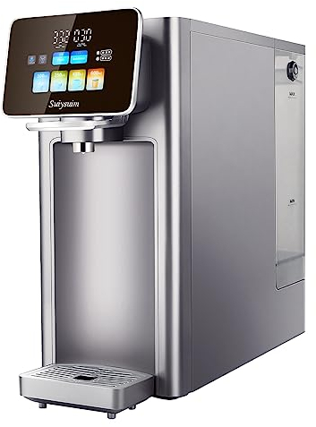 UV Countertop Reverse Osmosis Water Filter System, 6 Stage Countertop Alkaline Water Filter Pitcher, Flush with Pure Water (Silver)