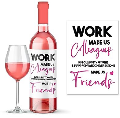 Rib Ticklerz - Funny Wine Label Work Bestie Colleague Christmas Birthday Gift Wine Bottle Label - Secret Santa Joke Present - Potty Mouths Made Us Friends - WLS59