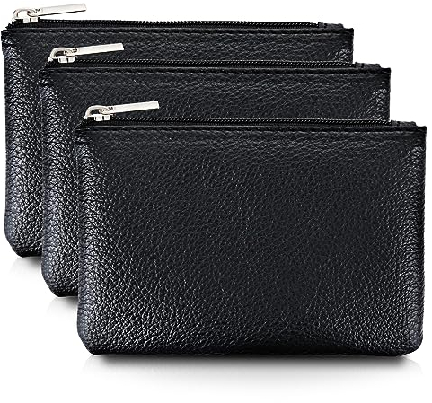 simarro 3 Stück Mini Geldbörse Damen, Leder Mini Portemonnaie Damen Klein und im Kurzformat Brieftasche Münzbeutel Portemonnaie PU Geldbeutel Coin Purse Wallet für Frauen Kinder (Schwarz)