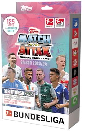 Topps Bundesliga Match Attax 23/24 - Mega Pack - enthält 125 Karten, darunter 5 Karten der Limited Edition.