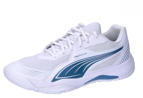 PUMA Unisex Solarflash III Indoor Court Shoe, White-Blue Horizon, 37 EU