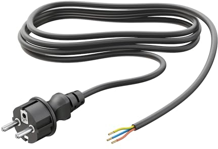 ledscom.de Schukostecker Typ F mit Außenkabel, 2m, schwarz, 3 x 1,5 mm²