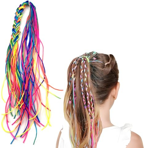 36 Stück Haarsträhnen Zum Einklipsen - Haarschmuck Mädchen, Accessoires Regenbogen Haare Zum Einflechten Bunt Haarsträhnen Mädchen Regenbogen Band Haar Accessoire Mädchen Kinder