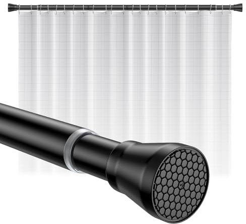 Shower Curtain Pole 113-197cm Extendable Curtain Poles Shower Curtain Rail Tension Rods for Curtains Telescopic Extendable Curtain Rail for Windows,Bathroom,Wardrobe,Door