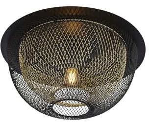Licht-Erlebnisse Deckenlampe rund Ø 40 cm H: 21 cm Schwarz Gold E27 Metall Draht Schirm Modern Deckenleuchte Wohnzimmer Küche Beleuchtung Flur