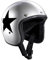 BANDIT Open Motorcycle Helmet Jet Star Silver Gloss Custom Biker Style Visor Included Silver Gloss Star Open Helmet Stars (S)