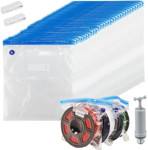 MEIYIDAY Filament Vakuumbeutel Kit, 20 Stück Vakuumbeutel Aufbewahrungsbeutel mit Handpumpe, Filament AufbewahrungTransparente Vakuum Taschen 34 * 30cm, Vakuumversiegelter Beut für 3D-Drucker…